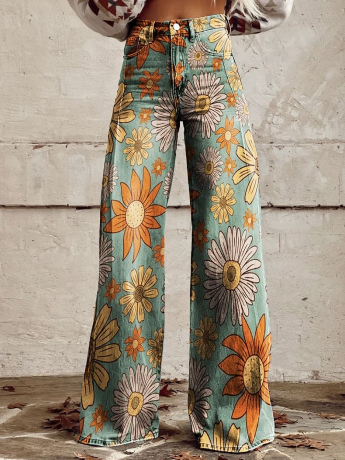 Scarlett™ - Pantaloni a Gamba Larga con Stampa Floreale Vintage