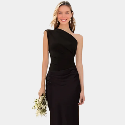 Aleida | Abito lungo monospalla in raso