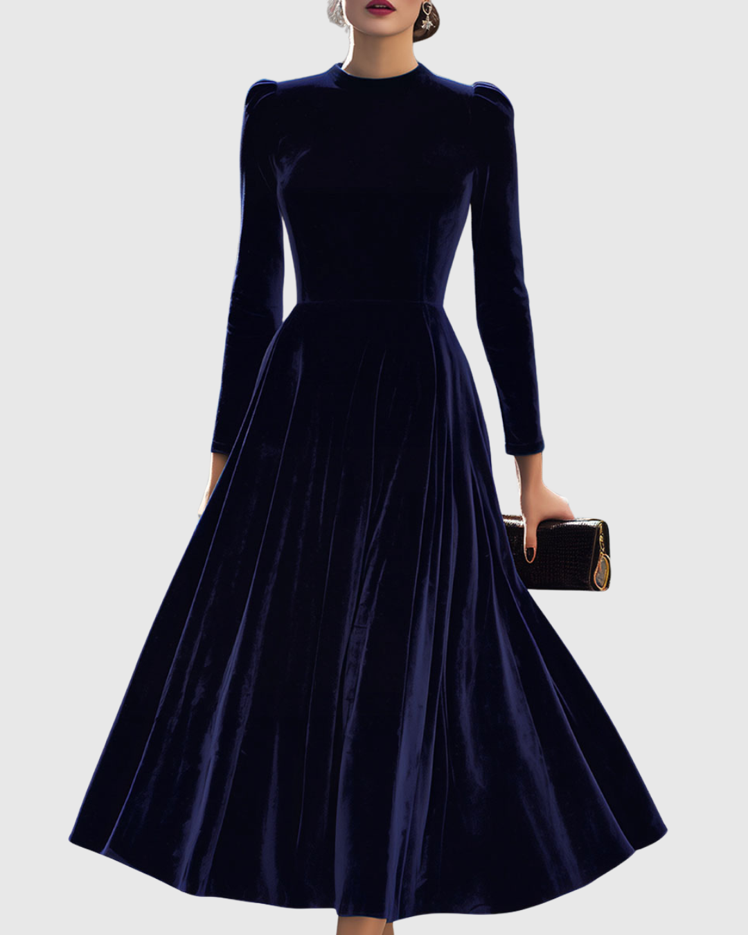 Sibella | Abito midi a maniche lunghe blu navy