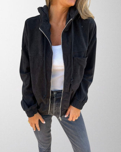 Olivia - Giacca in Velluto a Coste con Cappuccio e Chiusura a Zip