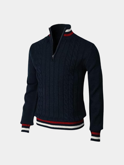 Maglione essenziale con collo alto e mezza zip