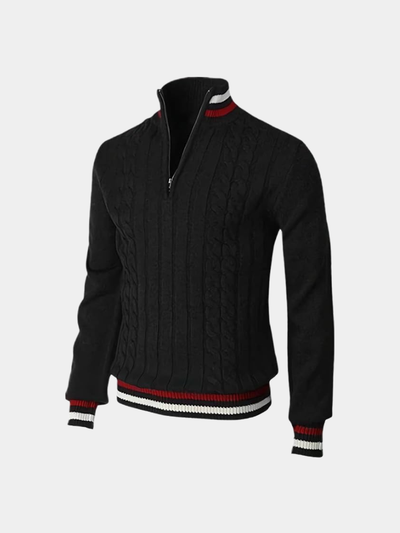 Maglione essenziale con collo alto e mezza zip