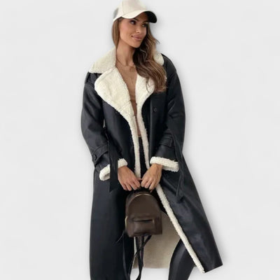 Maria – Cappotto Classico Lungo con Fodera in Pile e Collo Teddy