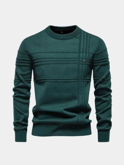 Maglione girocollo a righe in cotone lavorato a maglia