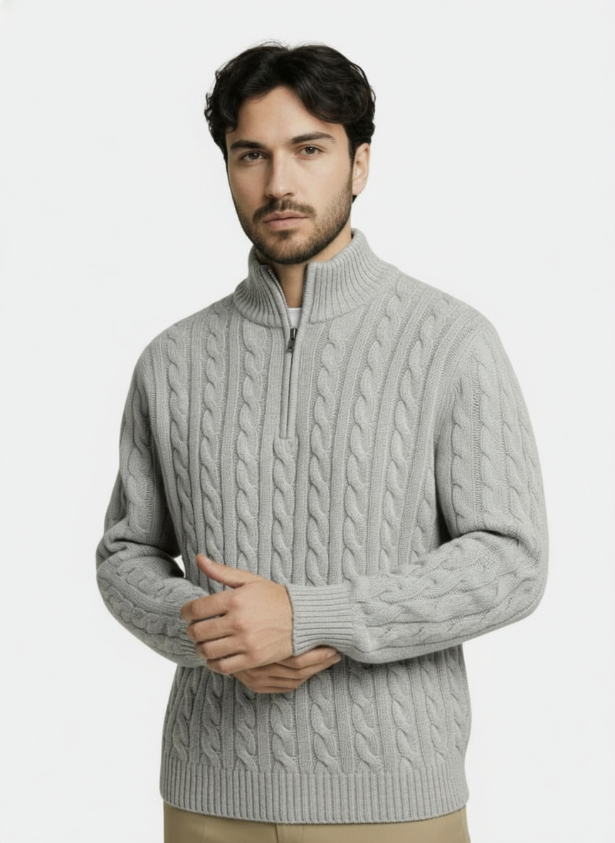 Maglione essenziale con mezza zip