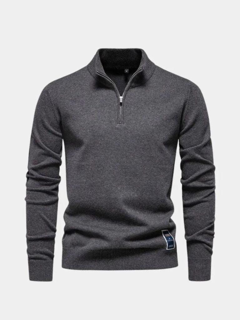 Maglione essenziale con zip a un quarto