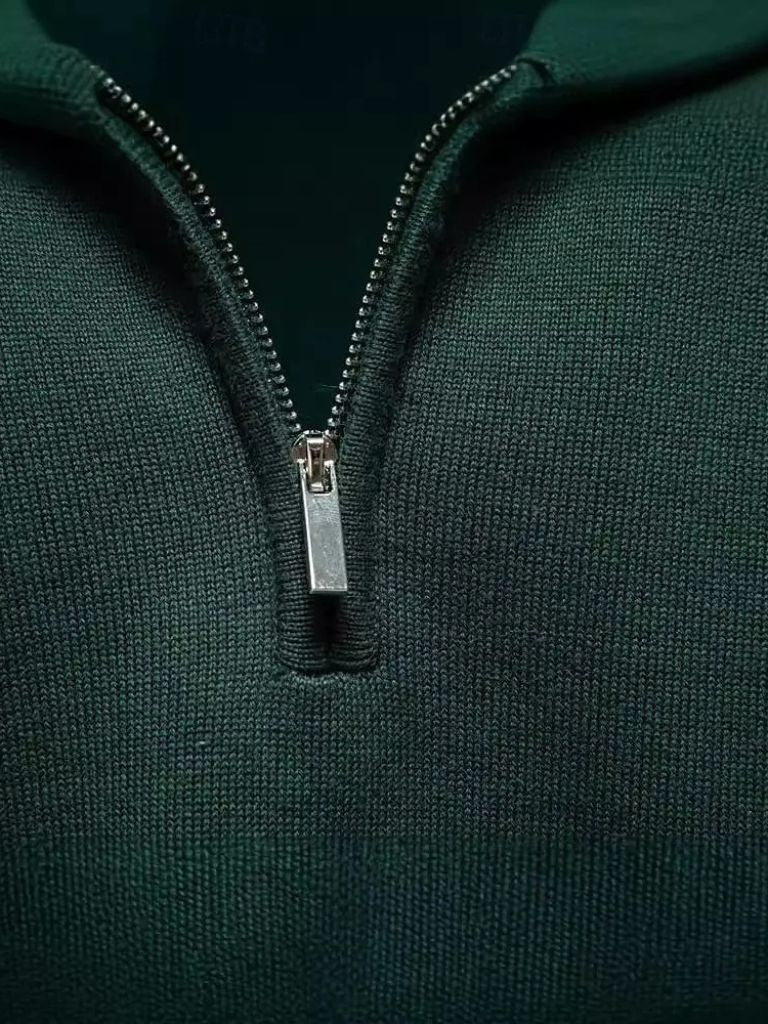 Maglione essenziale con zip a un quarto