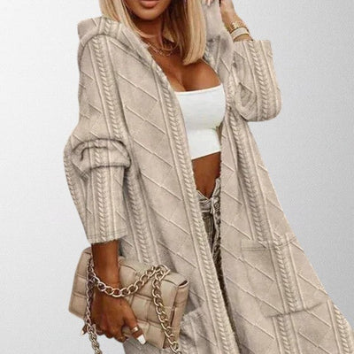 Olivia - Cardigan con Cappuccio di Lunghezza Estesa
